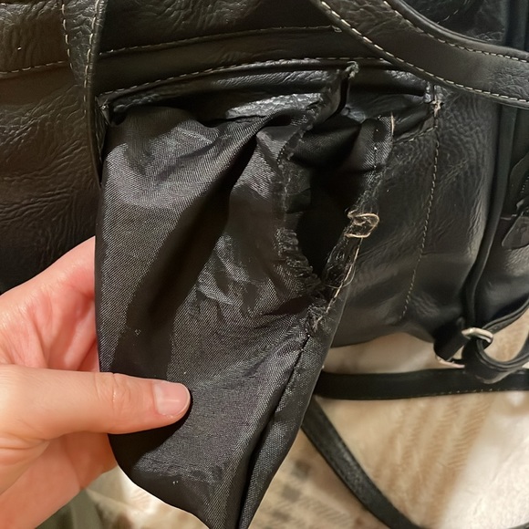 Black Faux Leather MultiSac Mini Backpack Purse - Picture 14 of 14